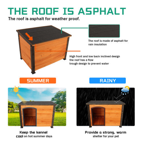 45"Dog House Outdoor and indoor wooden kennel